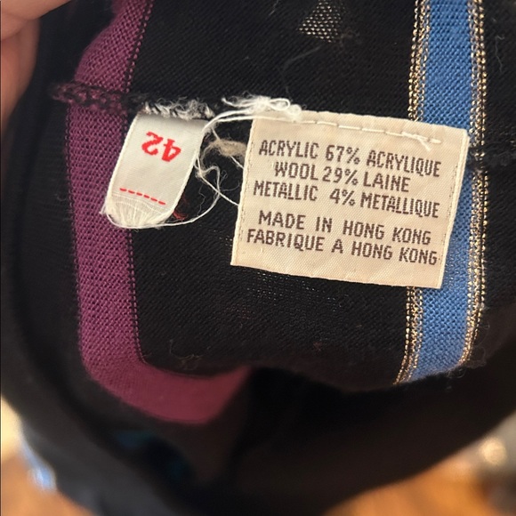 Vintage 80s Wool Blend Striped Short Sleeve Sweater - Picture 7 of 7